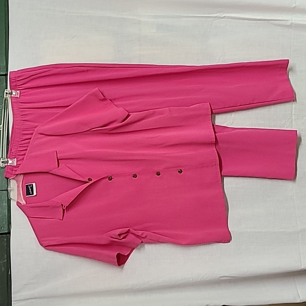 2-piece Set Hot Pink Crepe Pantsuit Sz L Allison & Co